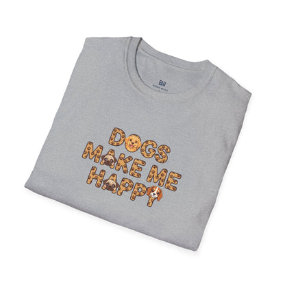 "Dogs Make Me Happy" Cute Cartoon Dog Tee