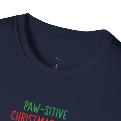 "Paw-sitive Christmas Vibes" Holiday Dog T-Shirt