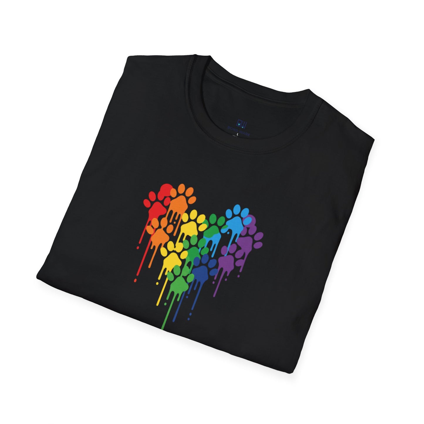 Colorful Paw Print Heart Graphic Tee