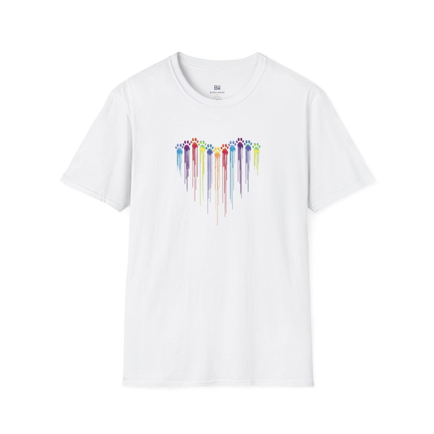 Rainbow "Paws of Love" Dripping Art Tee