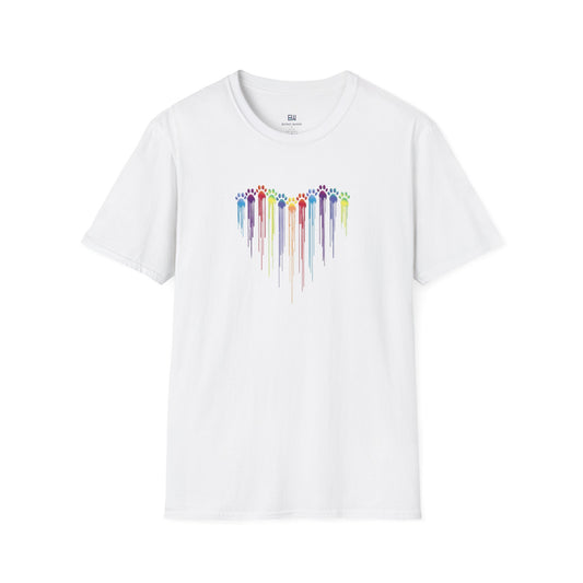 Rainbow "Paws of Love" Dripping Art Tee