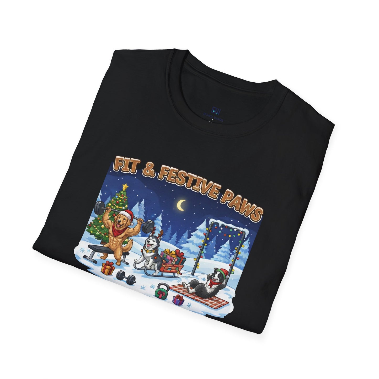 Merry Liftmas Fit & Festive Paws Dog Gym Holiday T-Shirt