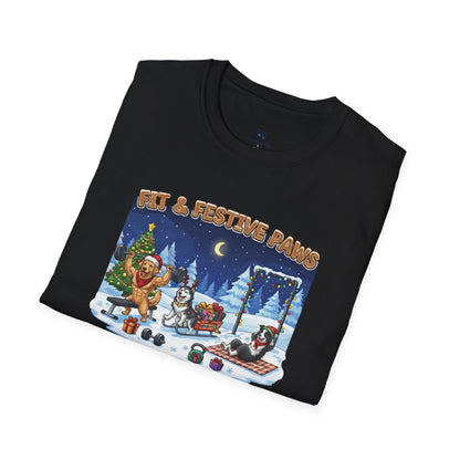Merry Liftmas Fit & Festive Paws Dog Gym Holiday T-Shirt
