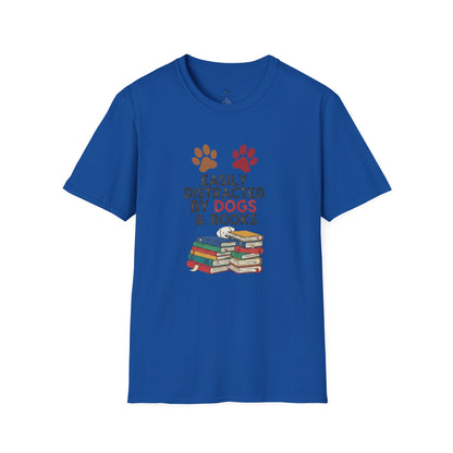 "Easily Distracted By Dogs & Books" Graphic Tee