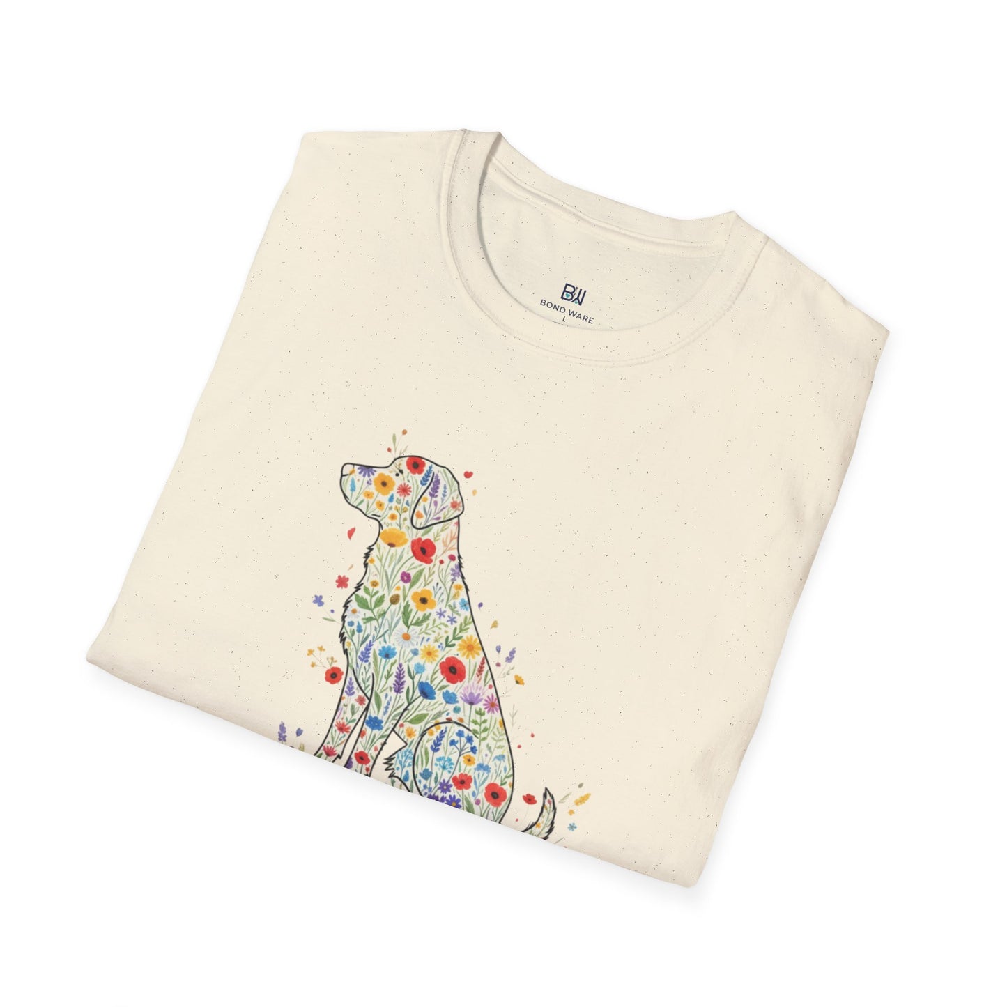 "Dog in Bloom" Floral Art T-Shirt