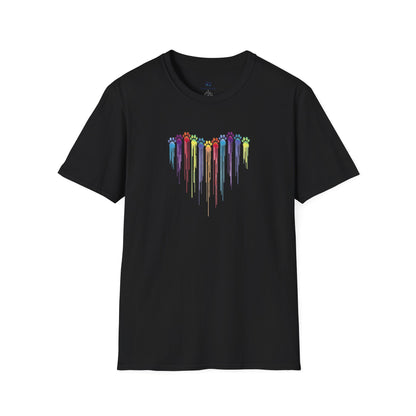 Rainbow "Paws of Love" Dripping Art Tee
