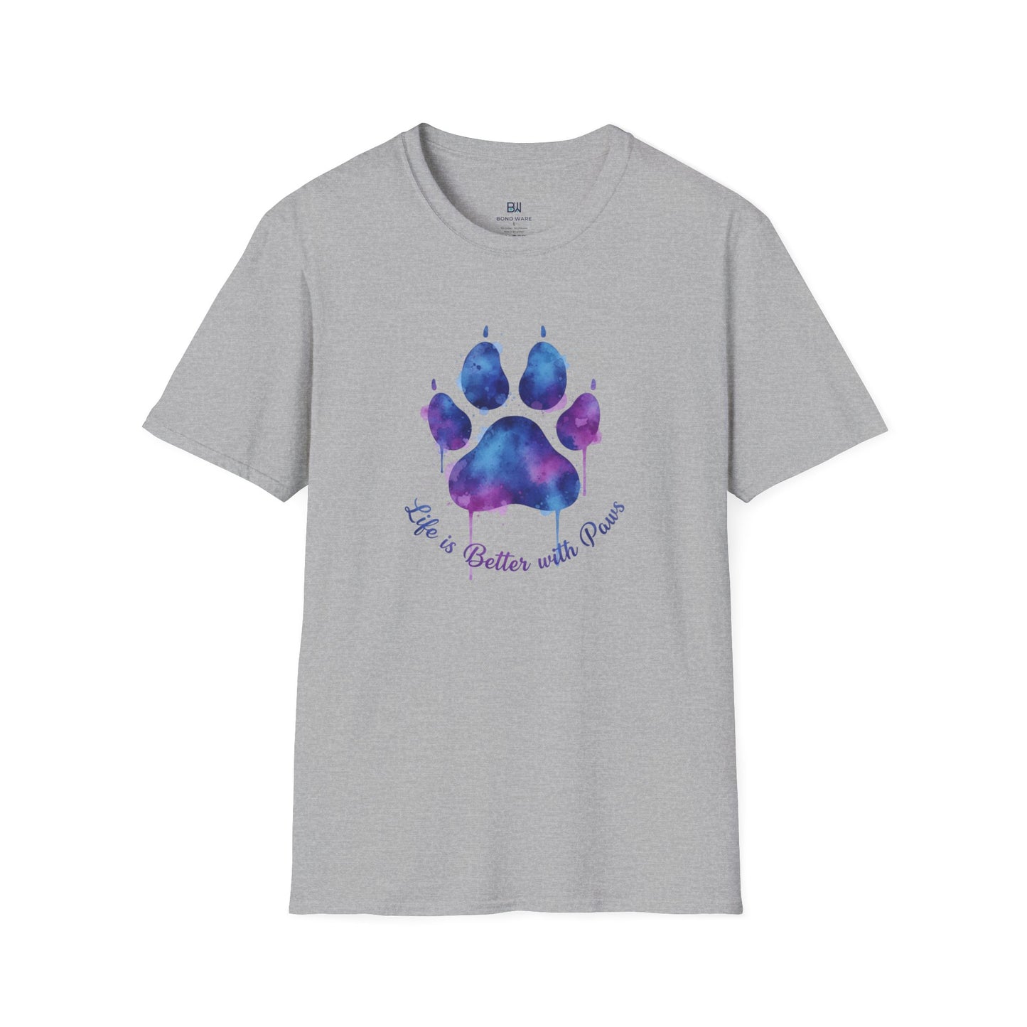 "Life is Better with Paws" Watercolor Paw Tee