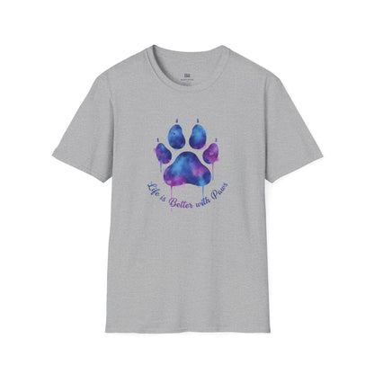 "Life is Better with Paws" Watercolor Paw Tee
