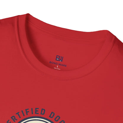 "Certified Dog Dad" Retro-Style Badge T-Shirt