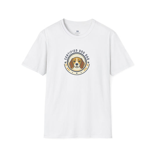 "Certified Dog Dad" Retro-Style Badge T-Shirt