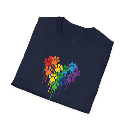 Colorful Paw Print Heart Graphic Tee