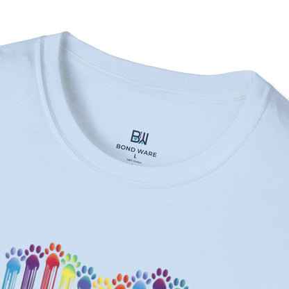 Rainbow "Paws of Love" Dripping Art Tee