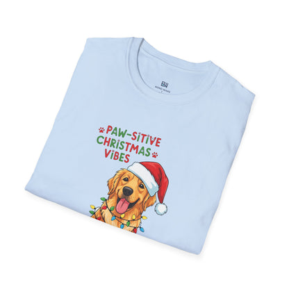Adorable "Paw-sitive Christmas Vibes" Pup Tee