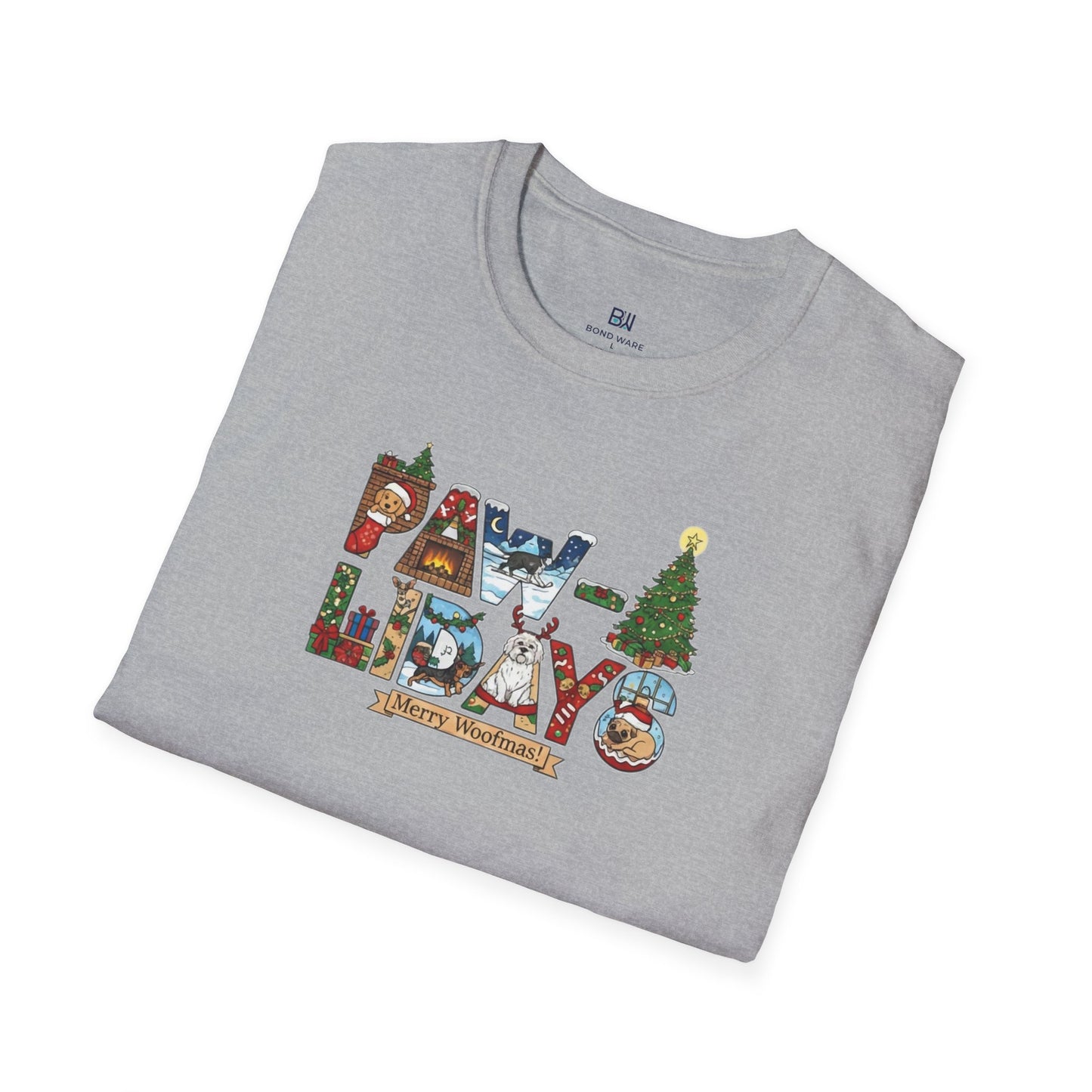 Merry Woofmas Paw-lidays Cute Dog Scenes Xmas Gift T-Shirt
