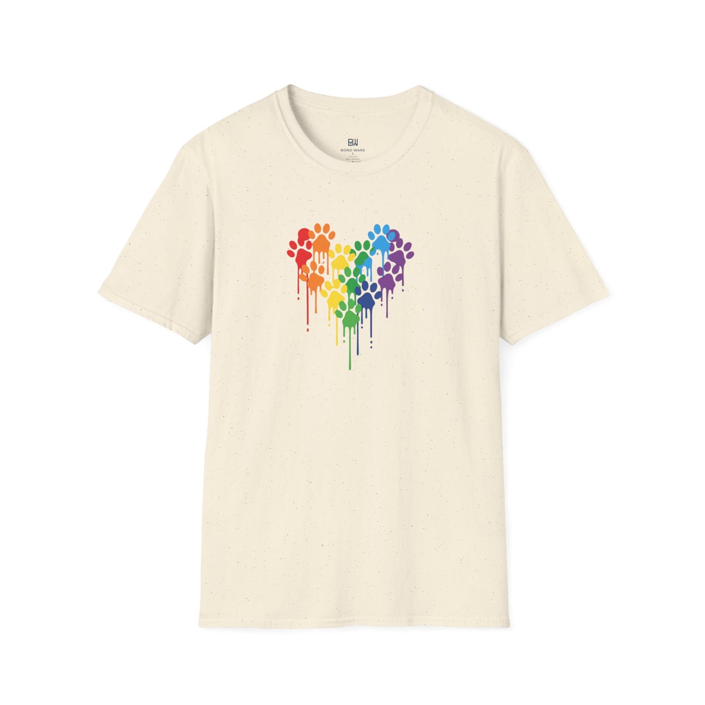 Colorful Paw Print Heart Graphic Tee