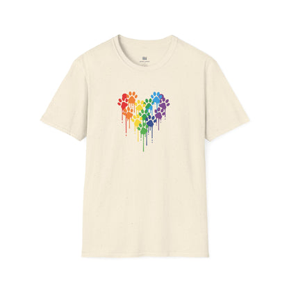 Colorful Paw Print Heart Graphic Tee