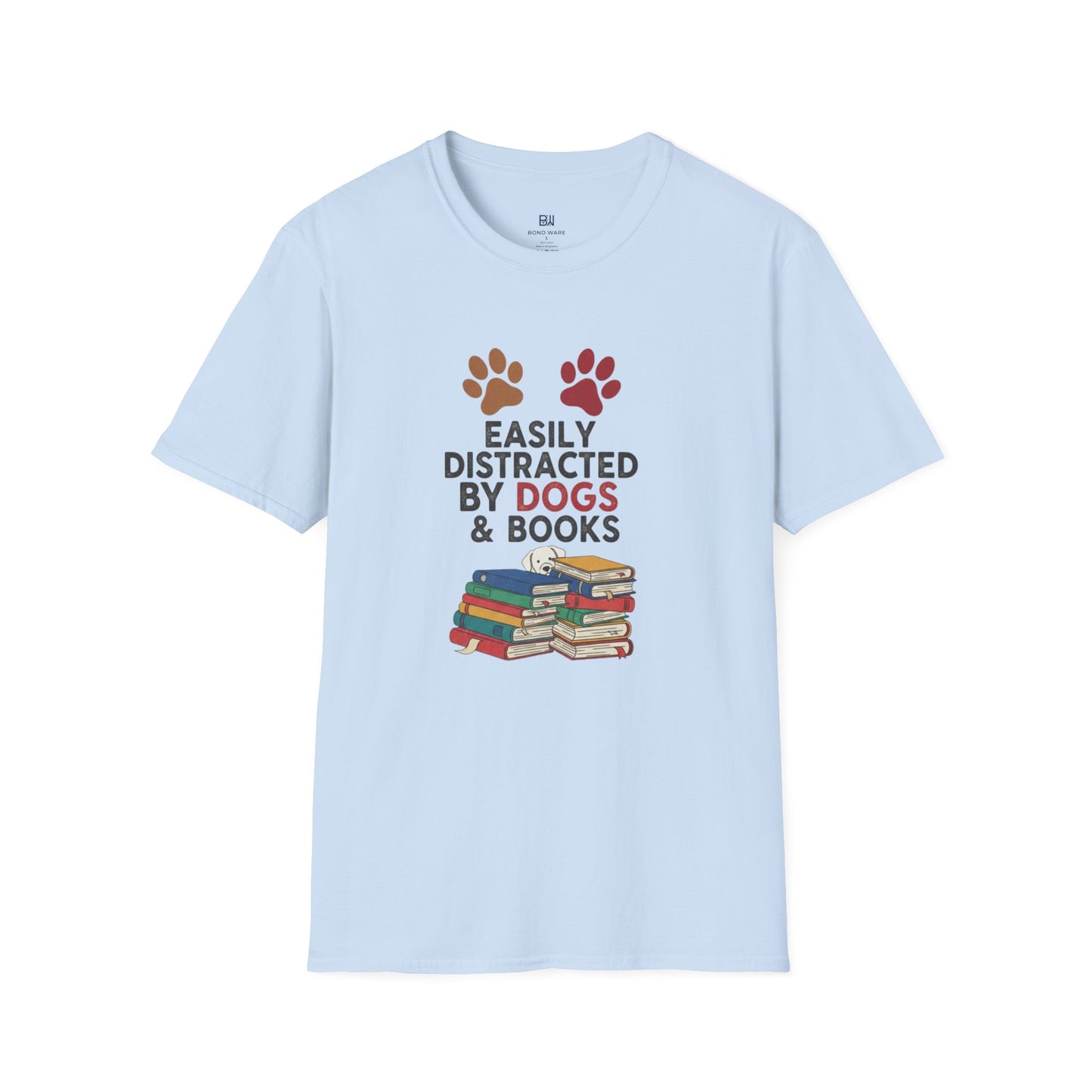 "Easily Distracted By Dogs & Books" Graphic Tee