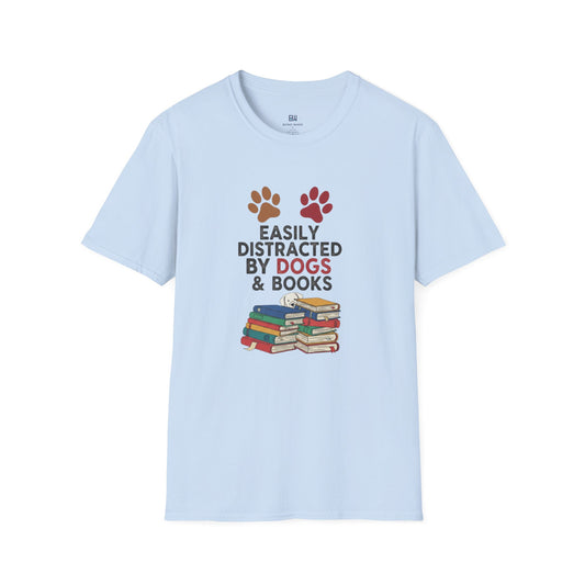 "Easily Distracted By Dogs & Books" Graphic Tee