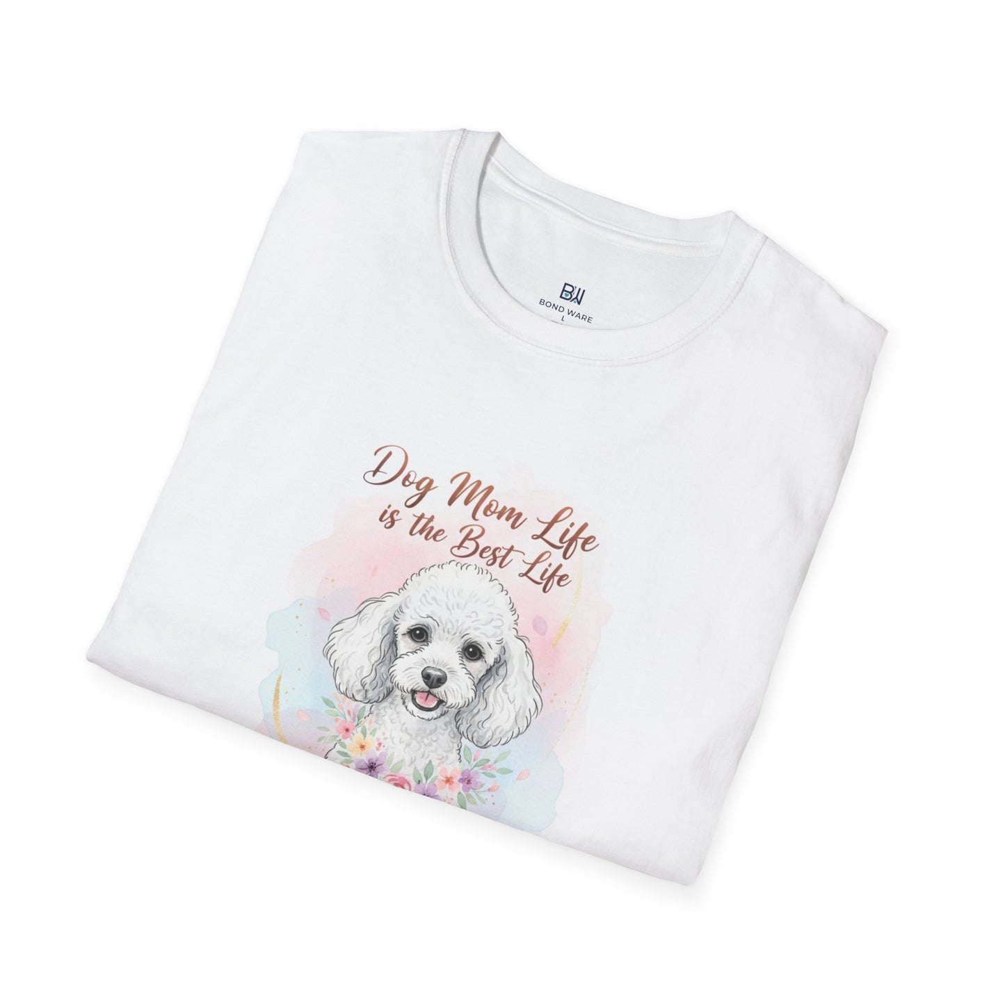 Elegant Poodle "Dog Mom Life" Watercolor T-Shirt