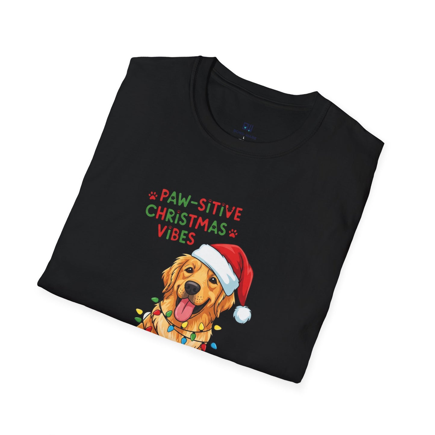 Adorable "Paw-sitive Christmas Vibes" Pup Tee