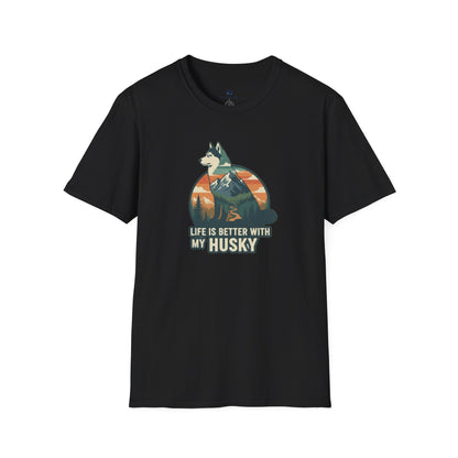 Retro "Life Is Better With My Husky" T-Shirt