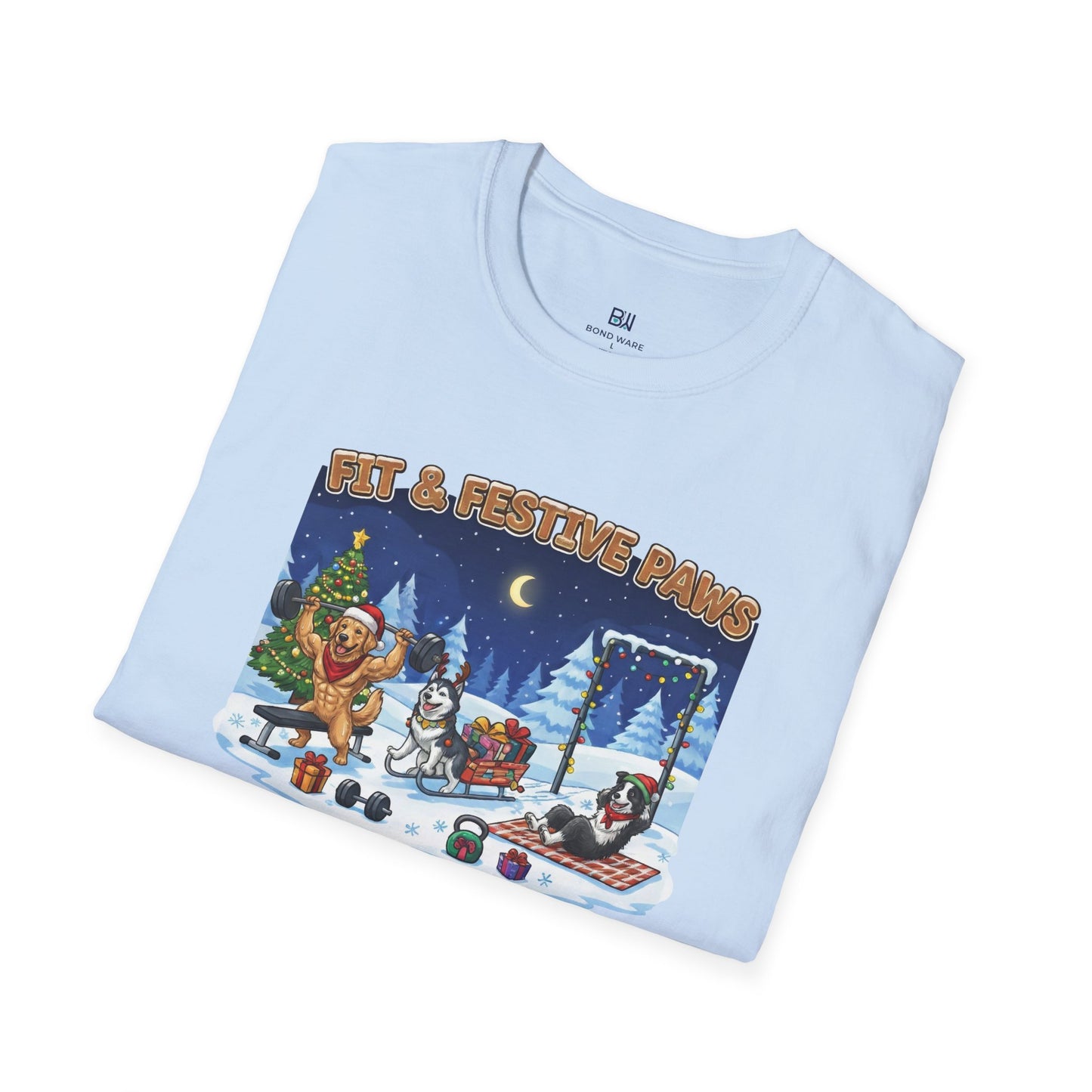 Merry Liftmas Fit & Festive Paws Dog Gym Holiday T-Shirt