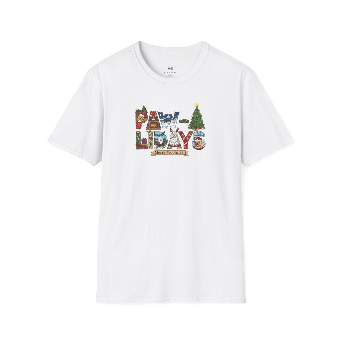 Merry Woofmas Paw-lidays Cute Dog Scenes Xmas Gift T-Shirt
