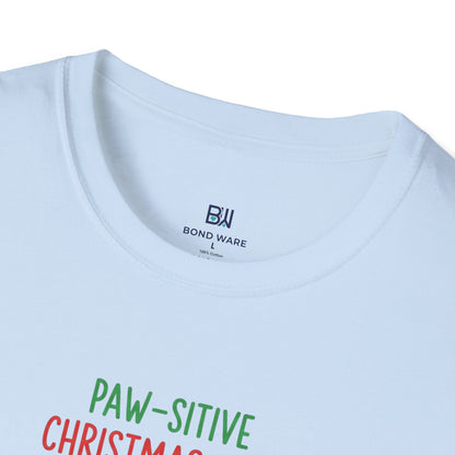 "Paw-sitive Christmas Vibes" Holiday Dog T-Shirt