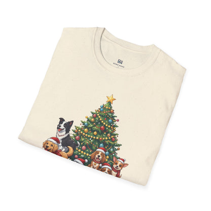 Christmas Dog Squad Tree Santa Hat Holiday T-Shirt