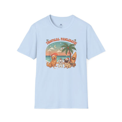 Cute Dogs on Beach Tropical Christmas Holiday T-Shirt