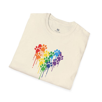 Colorful Paw Print Heart Graphic Tee