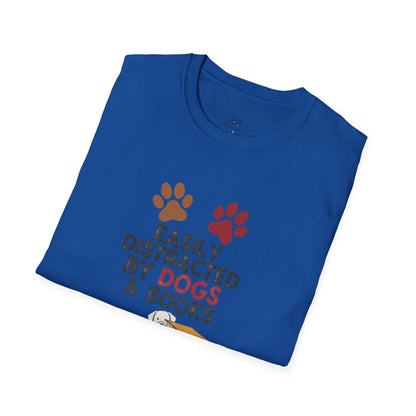 "Easily Distracted By Dogs & Books" Graphic Tee