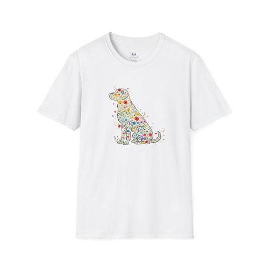 "Dog in Bloom" Floral Art T-Shirt