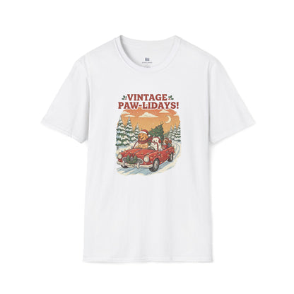 Vintage Paw-lidays Retro Christmas Dog Lover Holiday T-Shirt