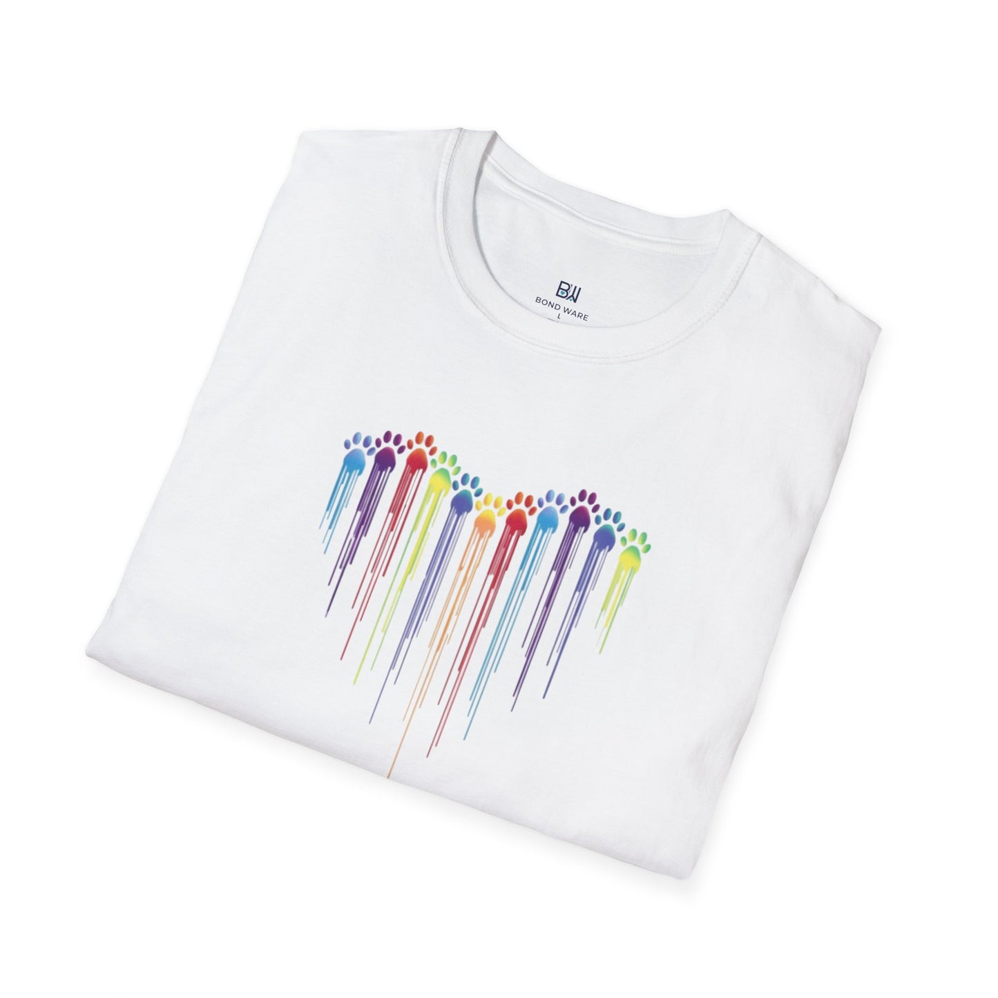 Rainbow "Paws of Love" Dripping Art Tee