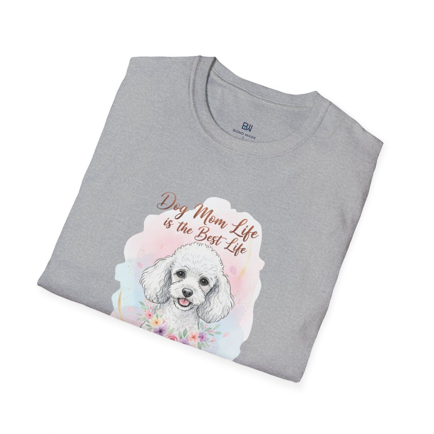 Elegant Poodle "Dog Mom Life" Watercolor T-Shirt