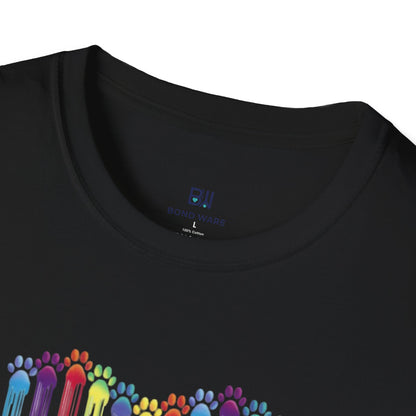 Rainbow "Paws of Love" Dripping Art Tee