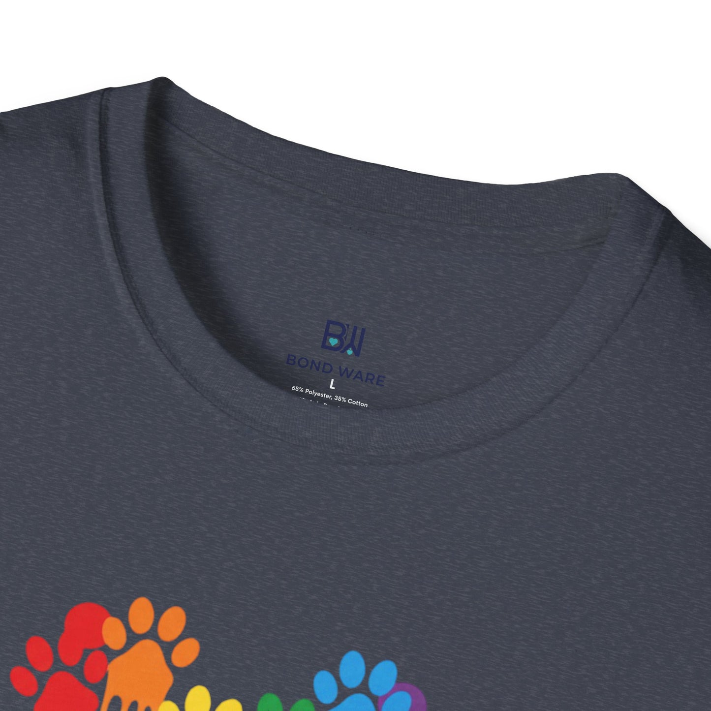 Colorful Paw Print Heart Graphic Tee