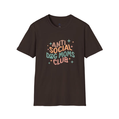 Anti Social Dog Moms Club" Retro T-Shirt