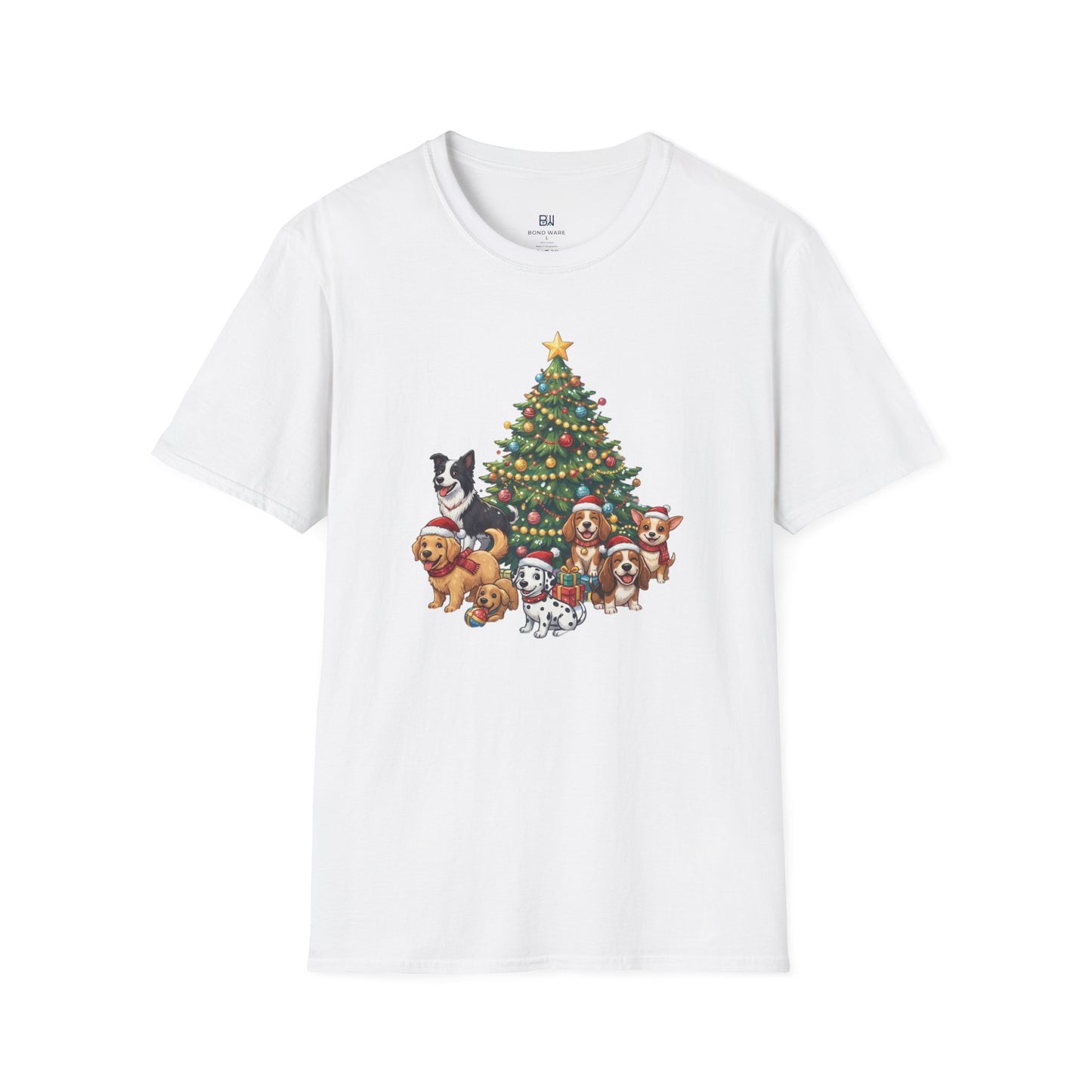 Christmas Dog Squad Tree Santa Hat Holiday T-Shirt