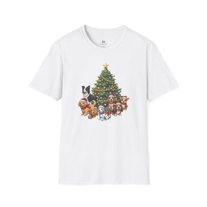 Christmas Dog Squad Tree Santa Hat Holiday T-Shirt