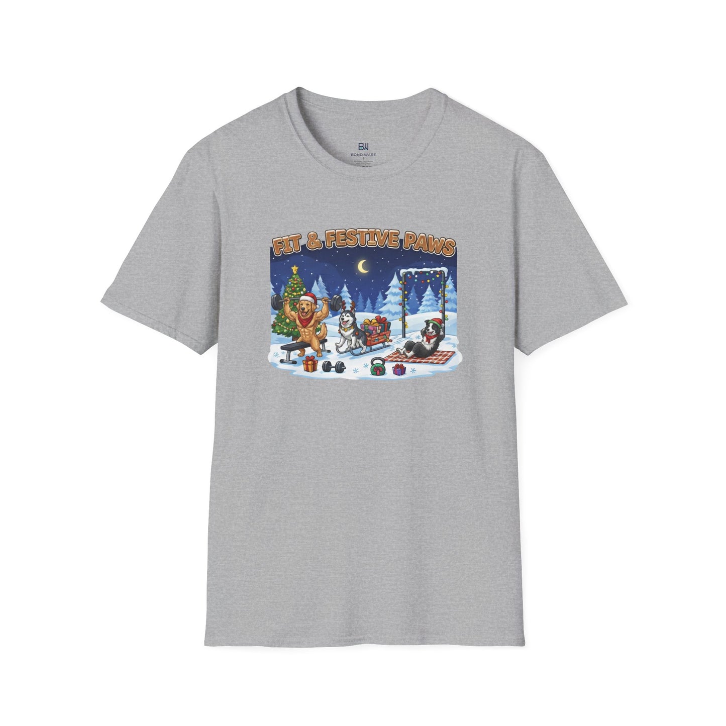 Merry Liftmas Fit & Festive Paws Dog Gym Holiday T-Shirt