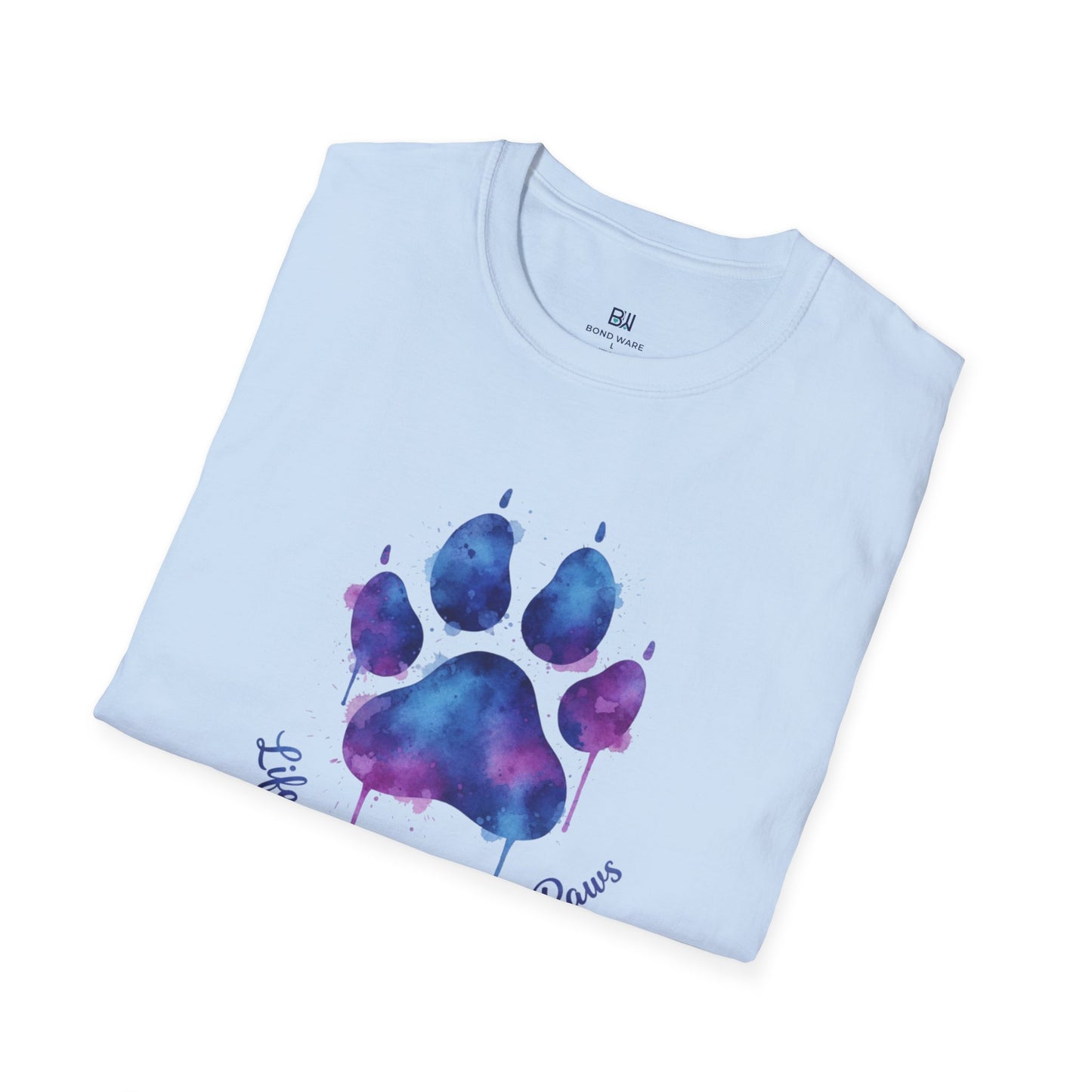 "Life is Better with Paws" Watercolor Paw Tee