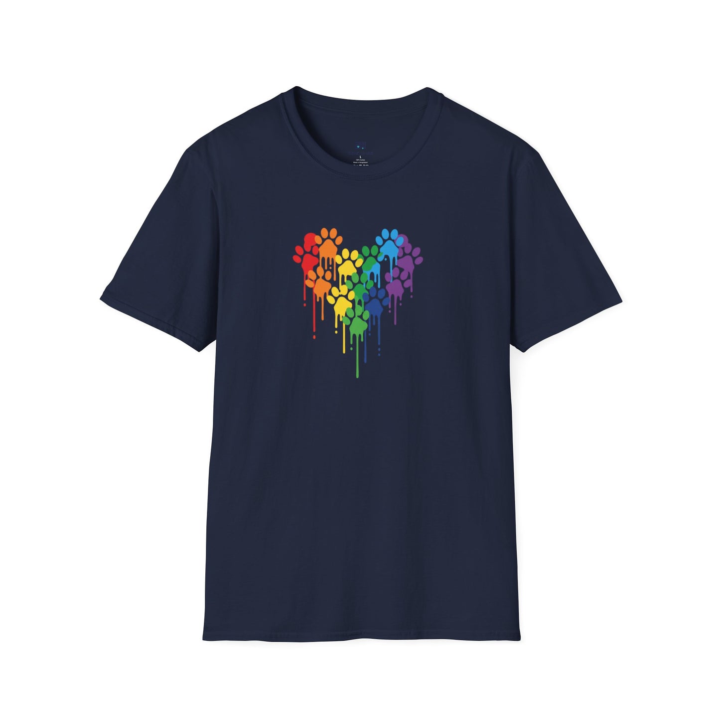 Colorful Paw Print Heart Graphic Tee