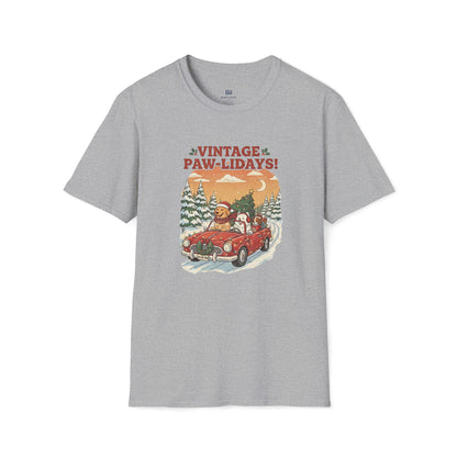 Vintage Paw-lidays Retro Christmas Dog Lover Holiday T-Shirt