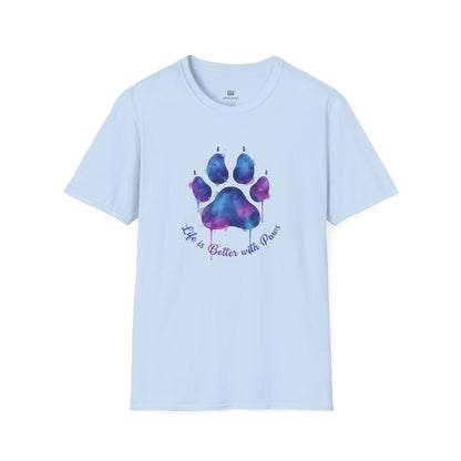 "Life is Better with Paws" Watercolor Paw Tee