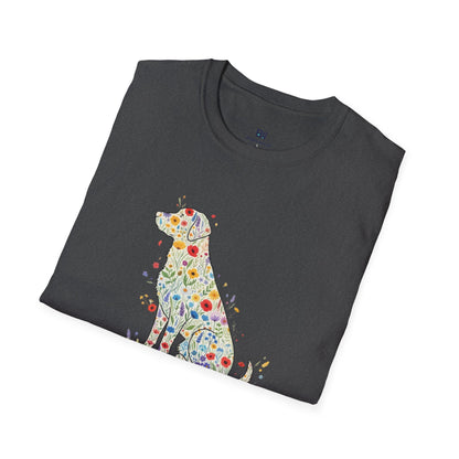 "Dog in Bloom" Floral Art T-Shirt