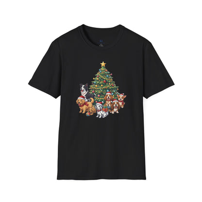 Christmas Dog Squad Tree Santa Hat Holiday T-Shirt