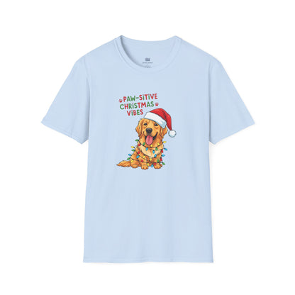 Adorable "Paw-sitive Christmas Vibes" Pup Tee