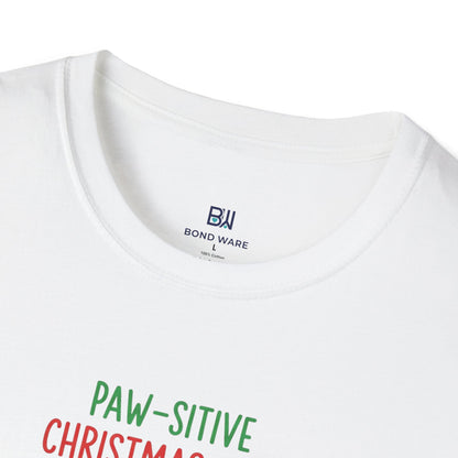 "Paw-sitive Christmas Vibes" Holiday Dog T-Shirt